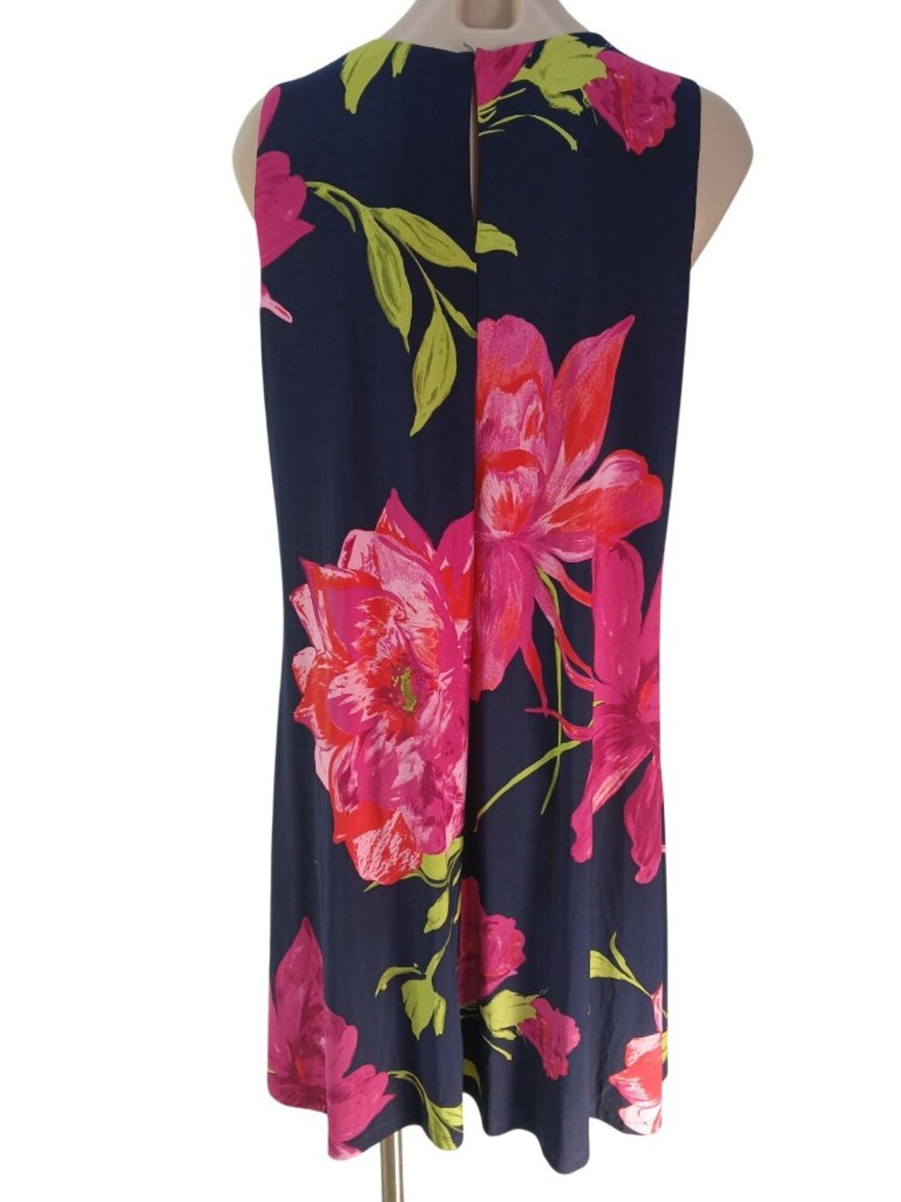 Anne Klein Womens Navy Multicolor Dress Size 12 Sleeveless Floral A Line - Picture 10 of 15